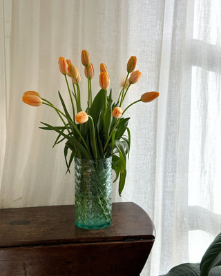 Florin Vase in Textured Green Glass