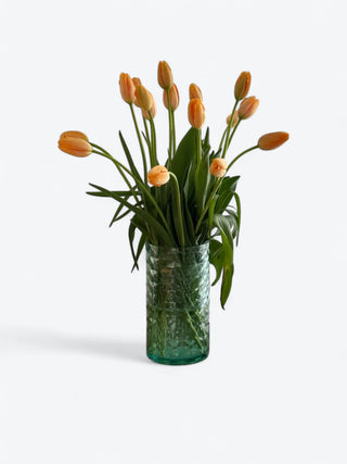 Florin Vase in Textured Green Glass