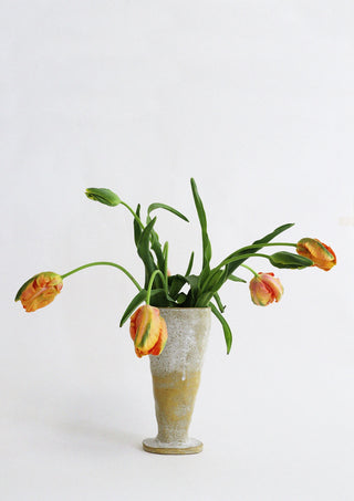 Flute Vase - Unique Handmade Yellow Stoneware